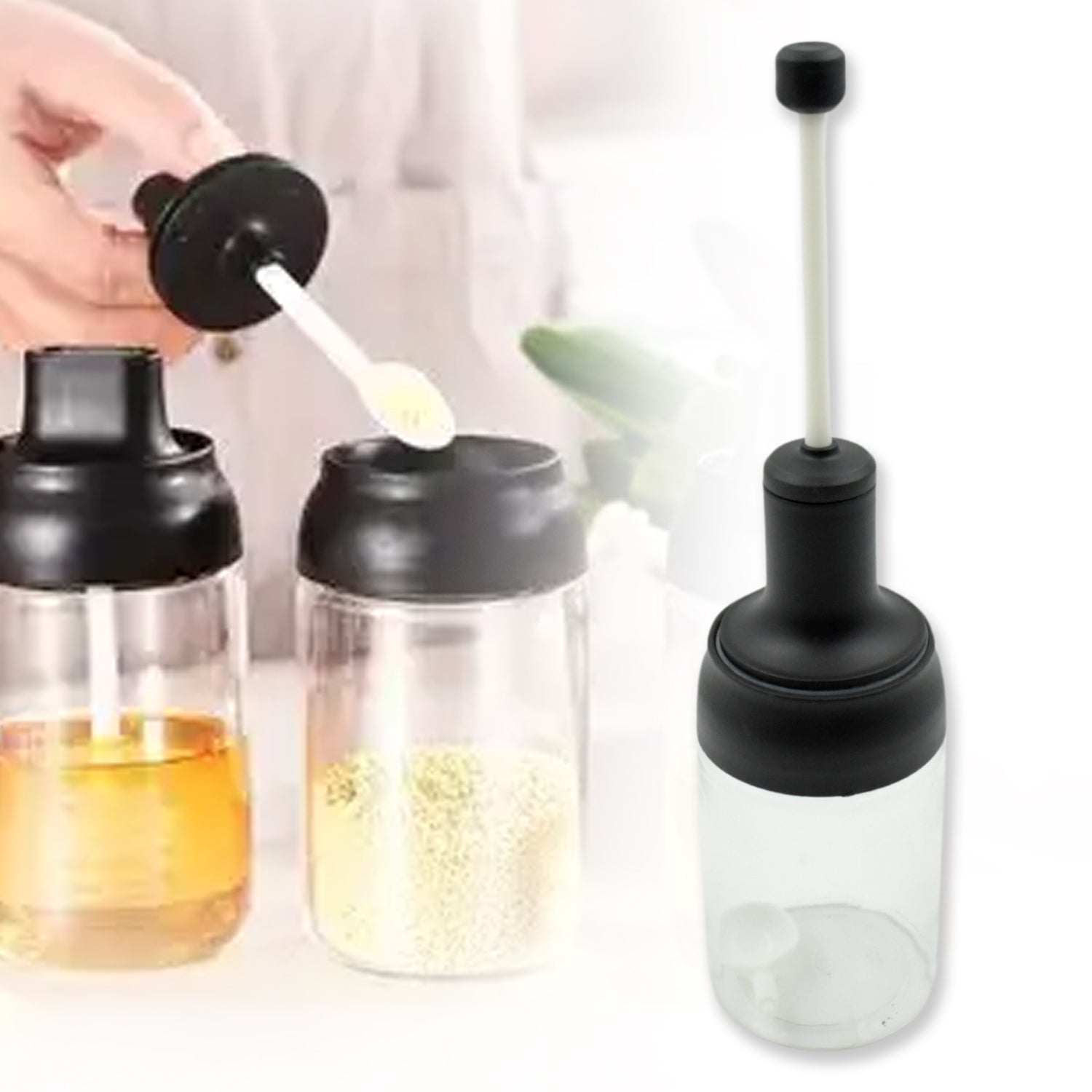 5522 Heat-Resistant Condiment Container Seasoning Box Glass Condiment Canisters Pots Bottle with Serving Spoons for Salt Spice Honey Sugar BBQ Resturant Jar, Oil Bottle Honey Jar Dispenser, Airtight Cap Transparent (1 Pc) 5522 Heat-Resistant Condiment Container Seasoning Box Glass Condiment Canisters Pots Bottle with Serving Spoons for Salt Spice Honey Sugar BBQ Resturant Jar, Oil Bottle Honey Jar Dispenser, Airtight Cap Transparent (1 Pc)